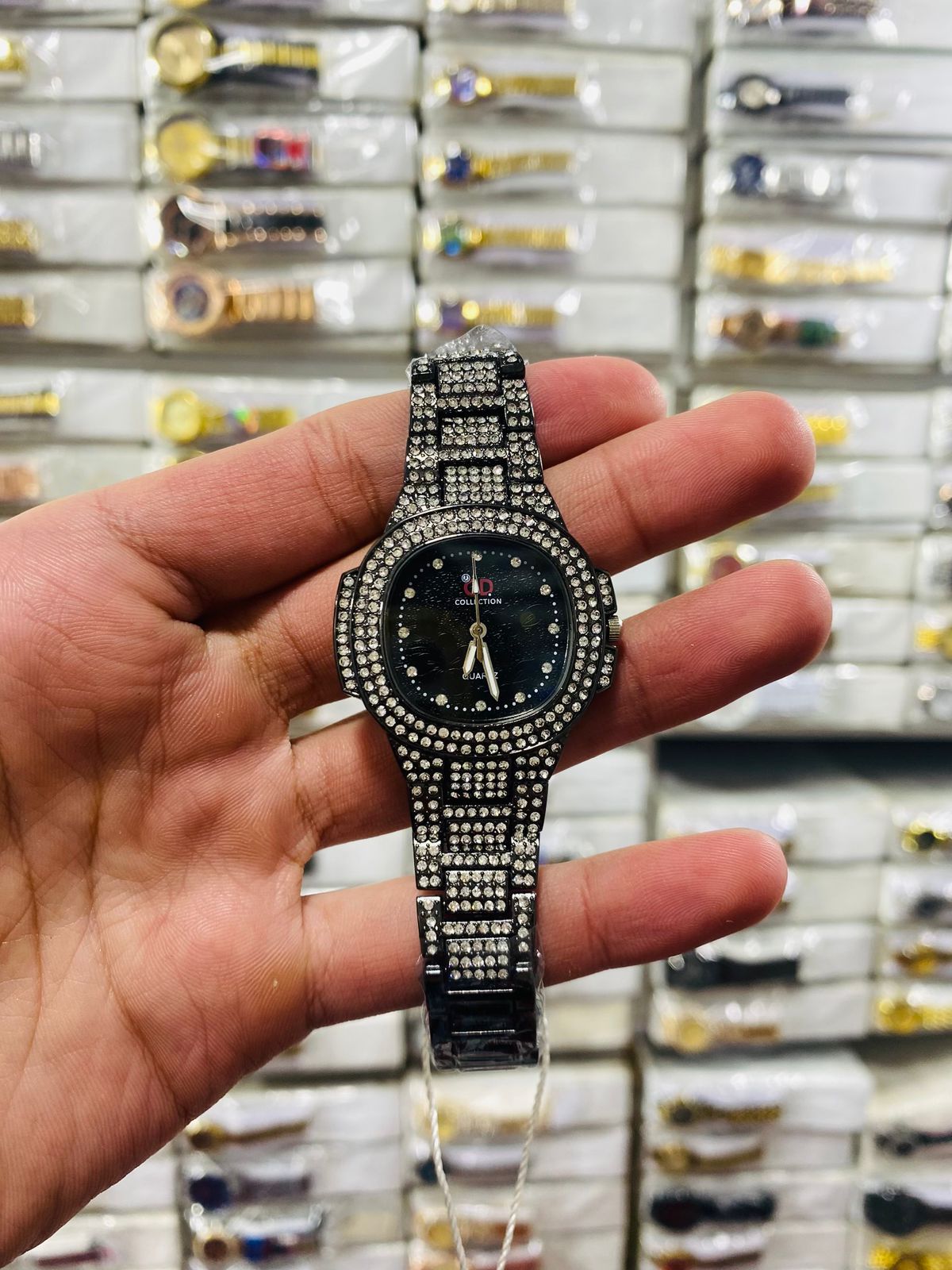 Two Toned Iced Out Quartz Movement Womens Watch